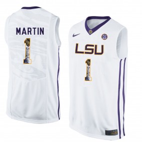 Male Jarell Martin #1 LSU Tigers White NCAA Player Pictorial Tank Top Basketball Jersey